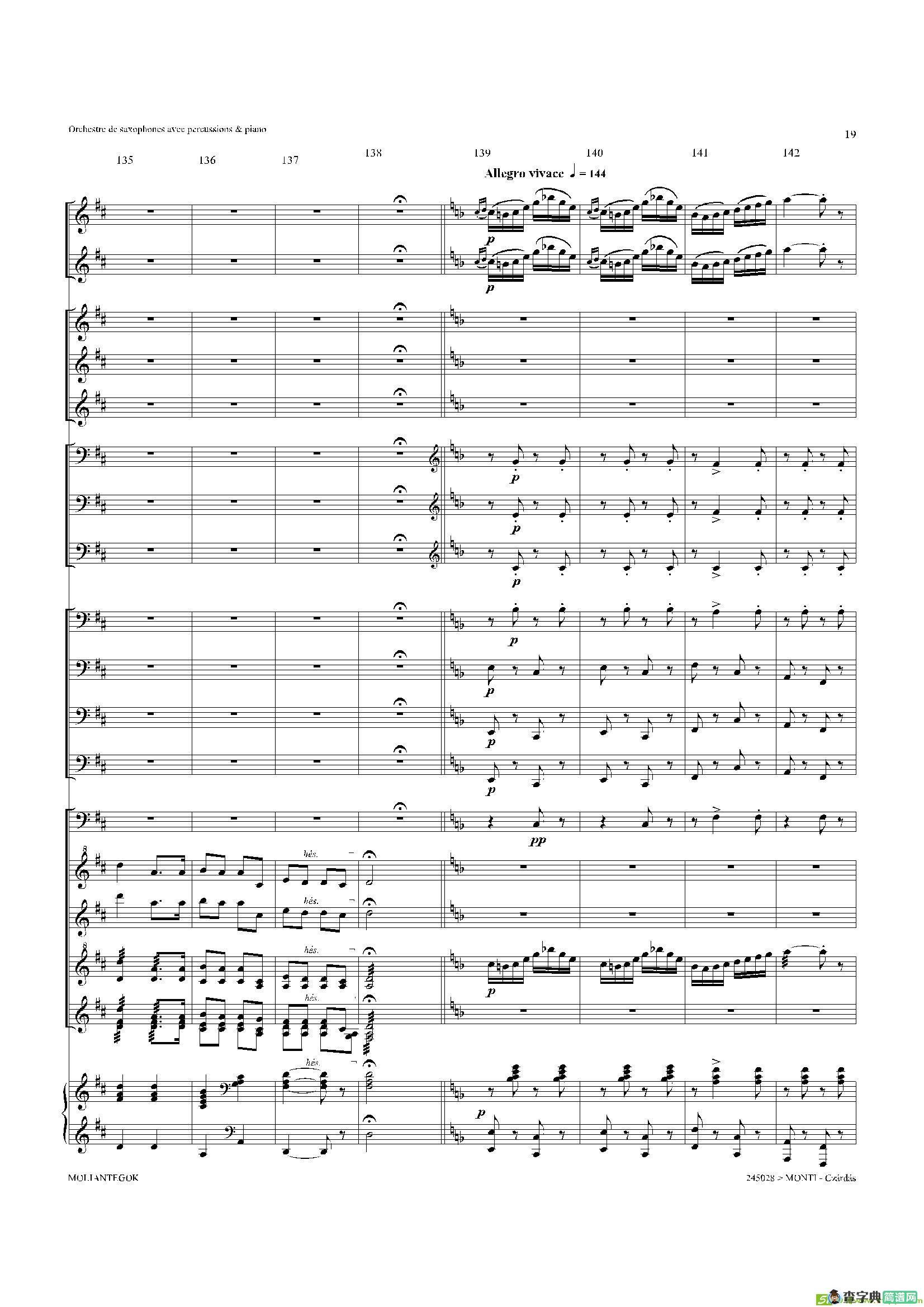 Czardas查尔达斯（15重奏总谱）萨克斯谱