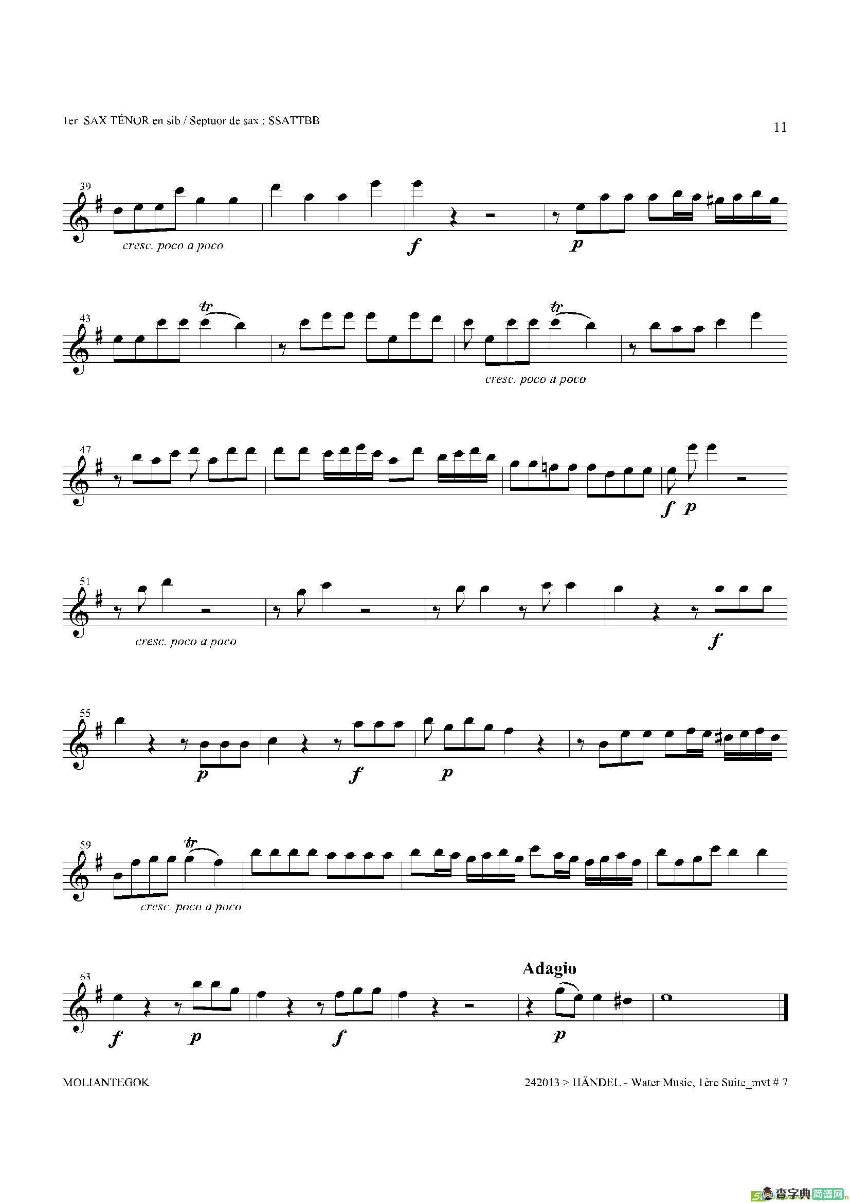 WaterMusic（HWV.348No.1）（第一次中音萨克斯）萨克斯谱