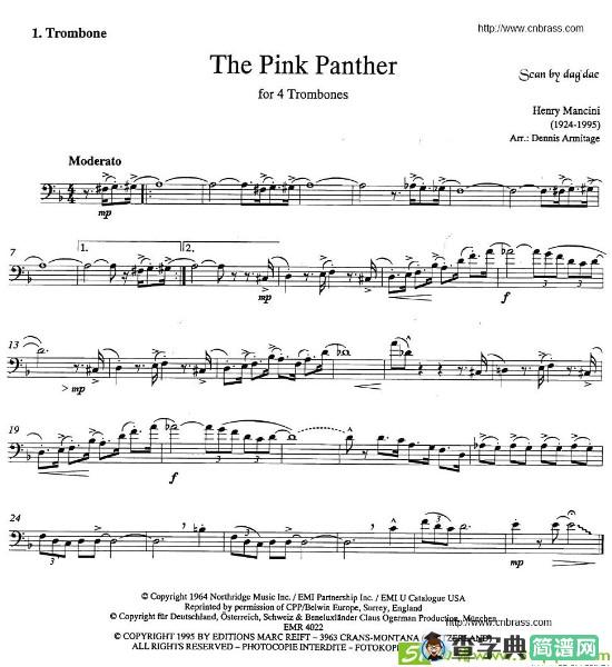 The Pink Panther铜管谱