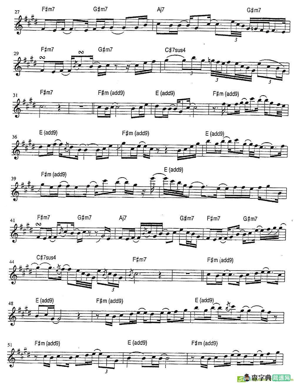 Songbird萨克斯谱