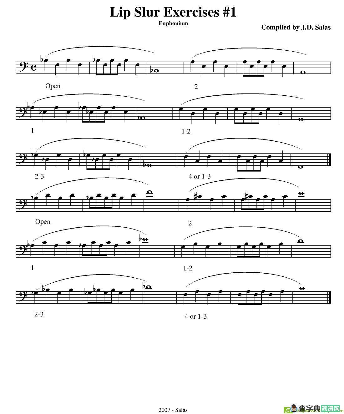 Lip Slur Exercises -  Euphonium铜管谱