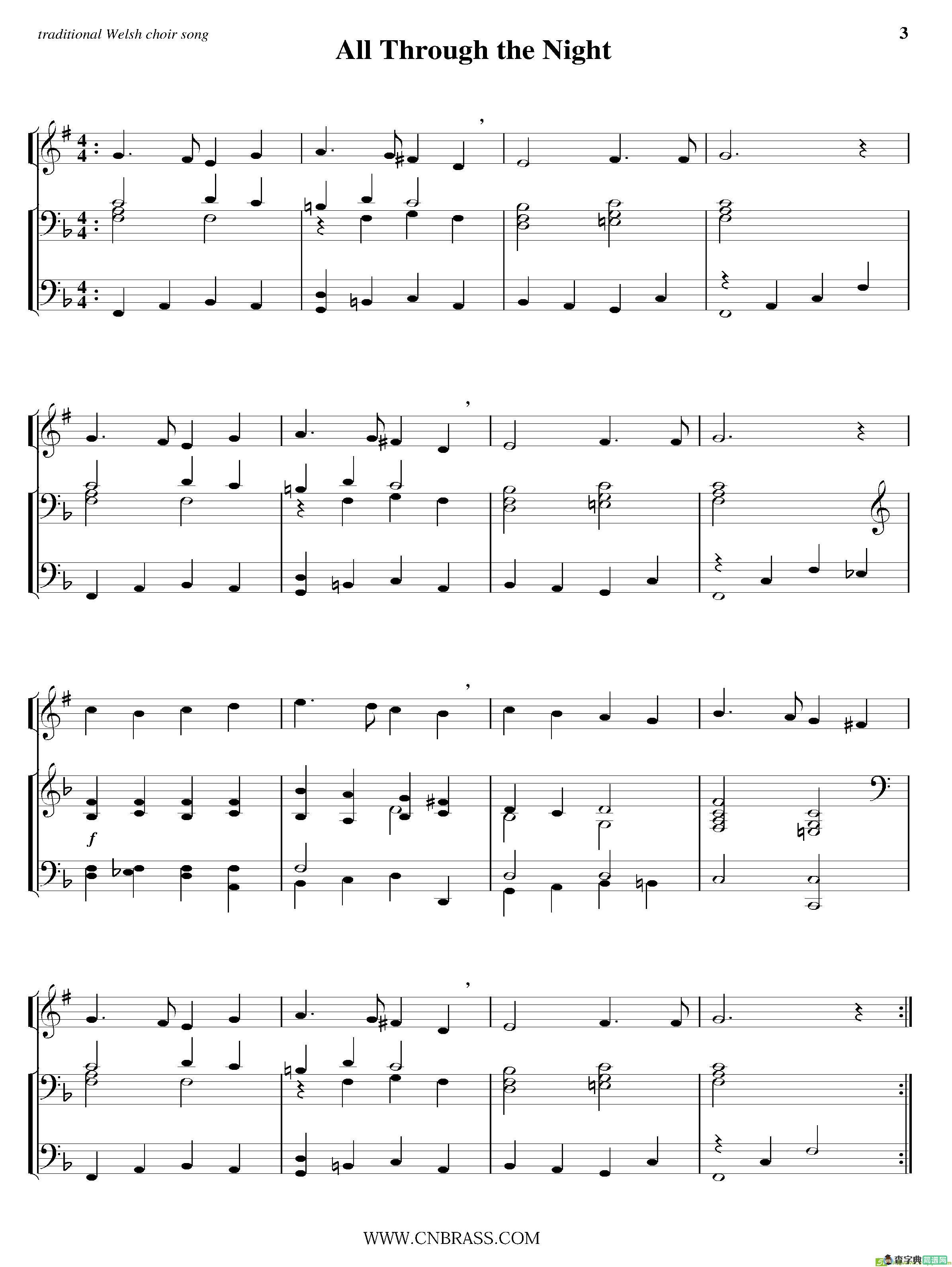 All Through the Night铜管谱