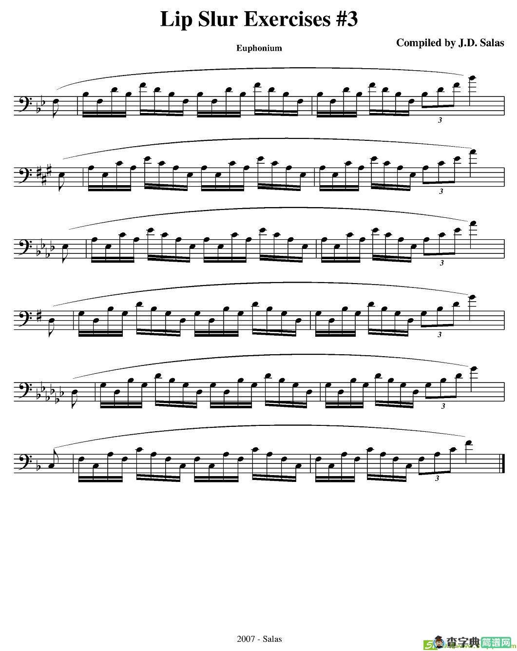 Lip Slur Exercises -  Euphonium铜管谱
