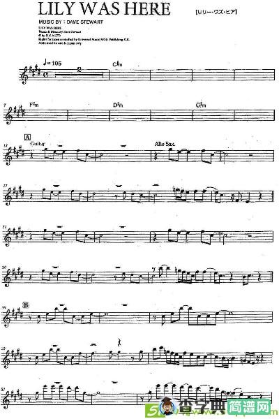 Lily Was Here萨克斯谱(凯迪杜菲作曲,甘蒂.达芙演唱)