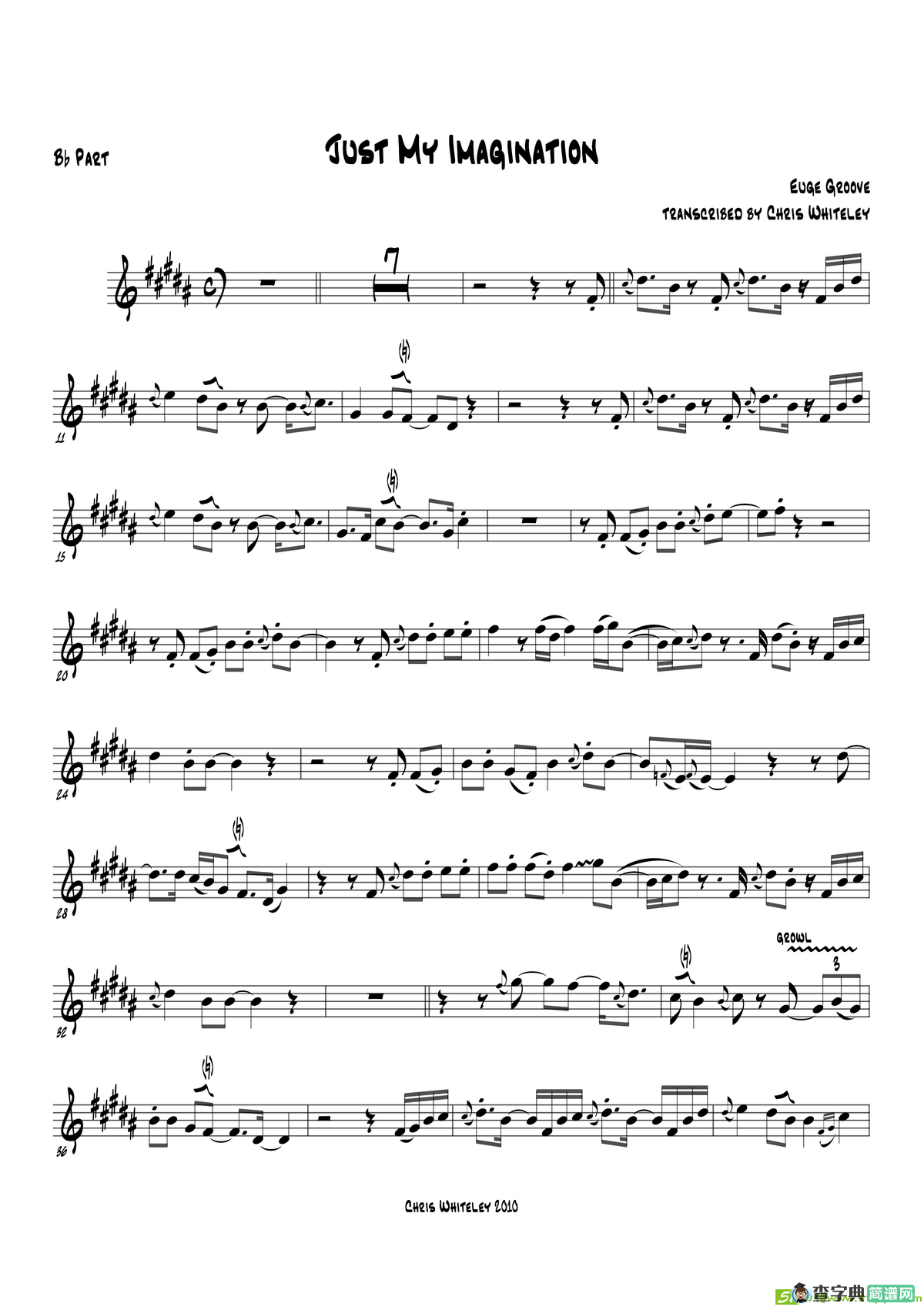 JustMyImagination（中音萨克斯）萨克斯谱