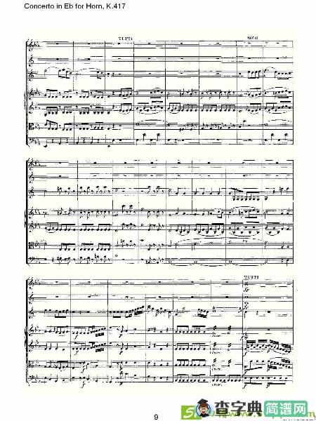 Concerto in Eb for Horn, K.417铜管谱