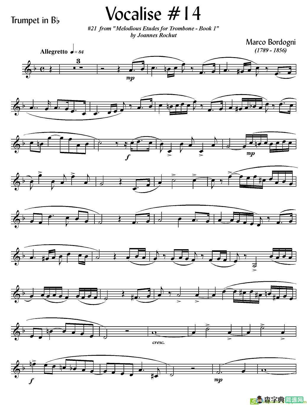 Bordogni - Vocalise #14铜管谱(Bordogni作曲)