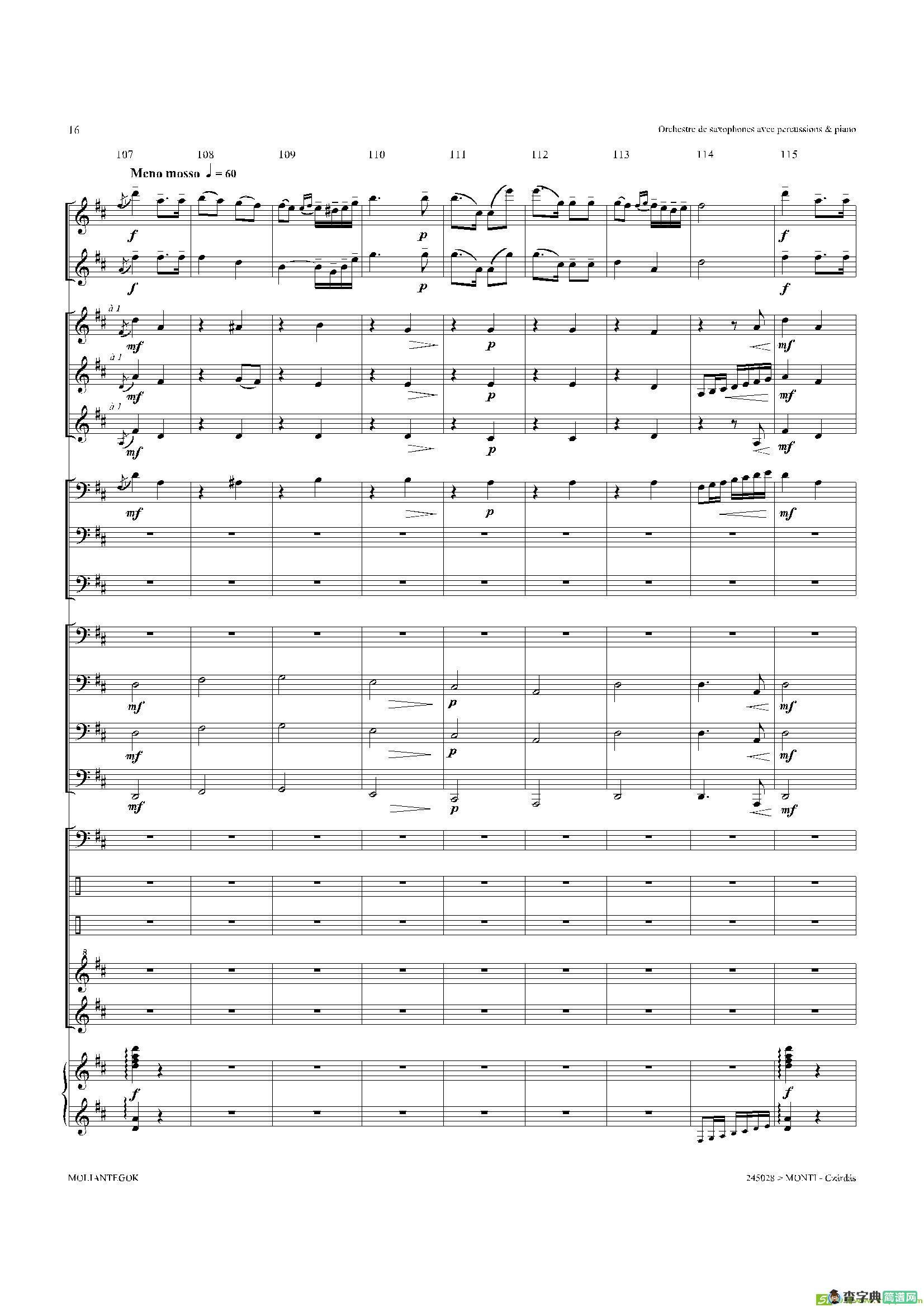 Czardas查尔达斯（15重奏总谱）萨克斯谱