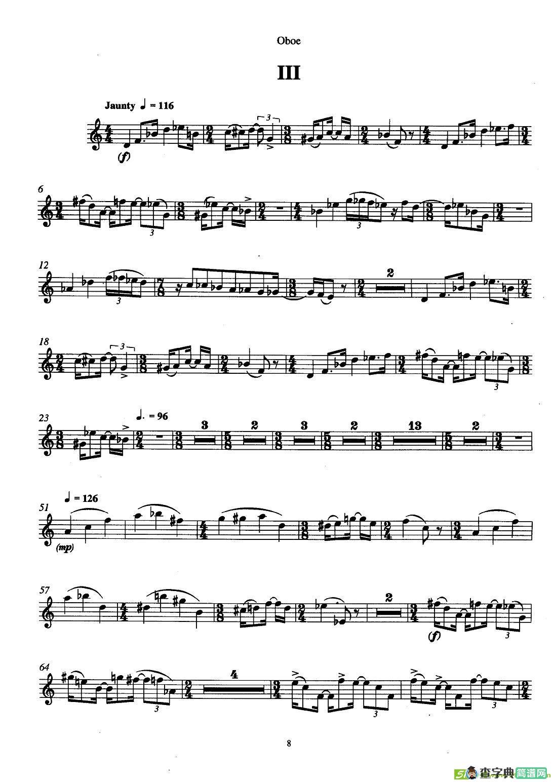 巴松双簧管与钢琴三重奏铜管谱(安德列·普列文作曲)