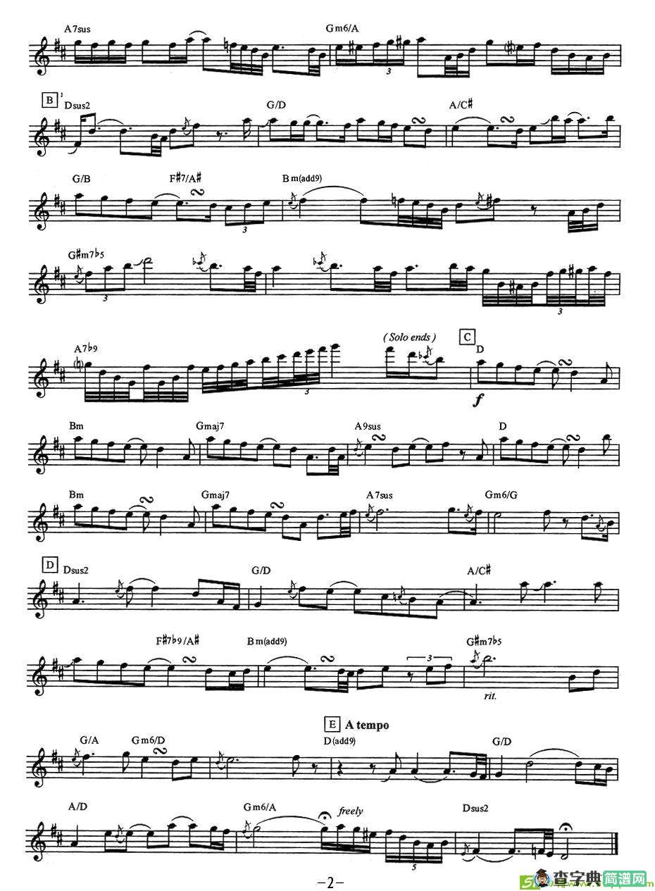 清晨萨克斯谱(比才作曲)