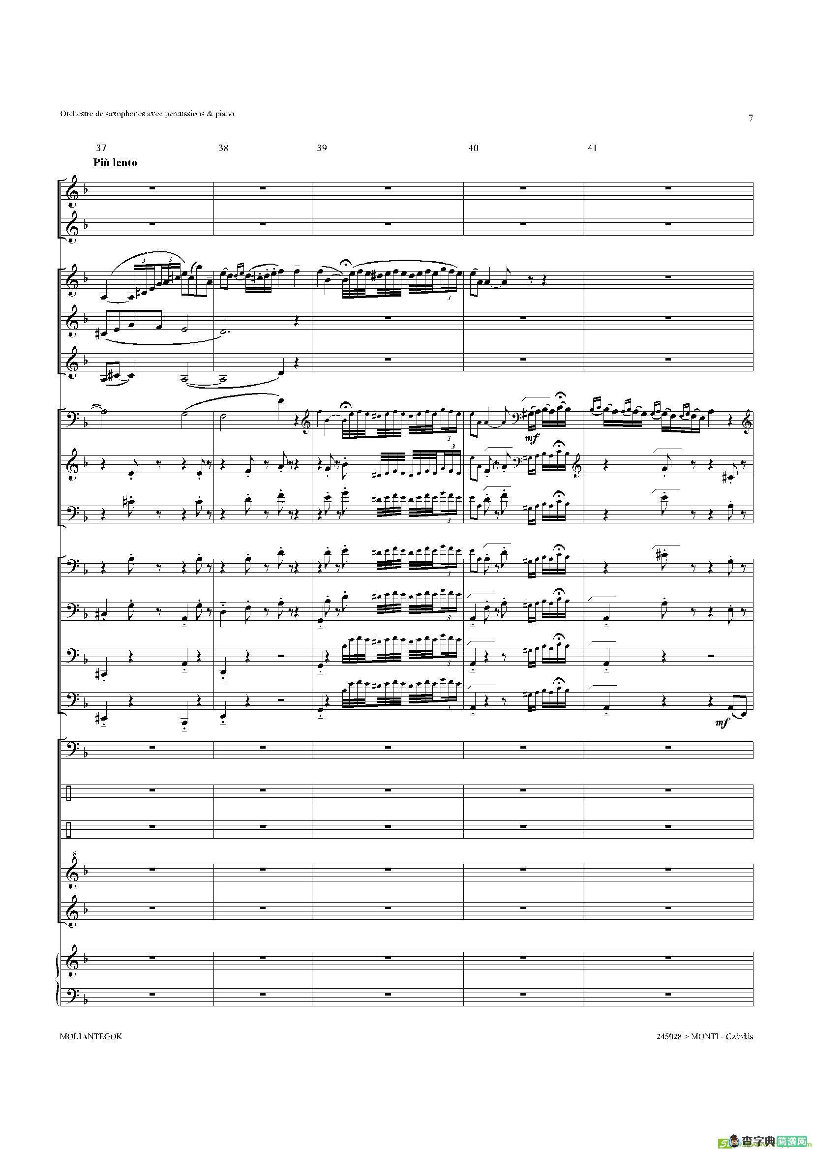 Czardas查尔达斯（15重奏总谱）萨克斯谱