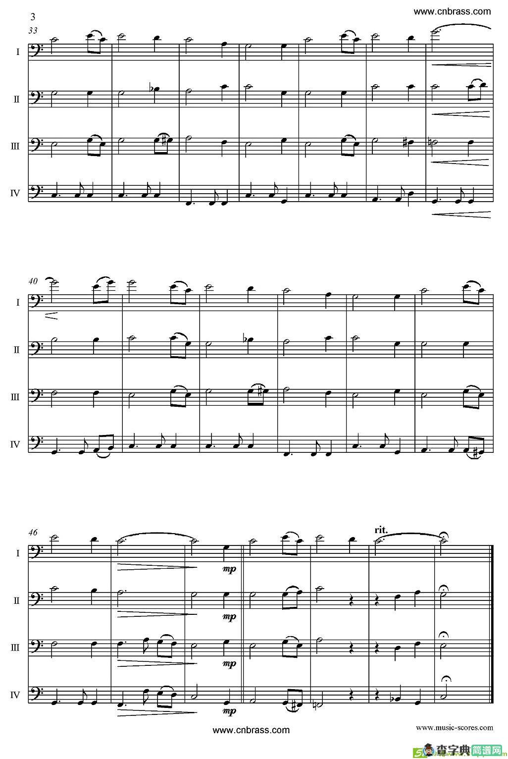 Amazing Grace铜管谱
