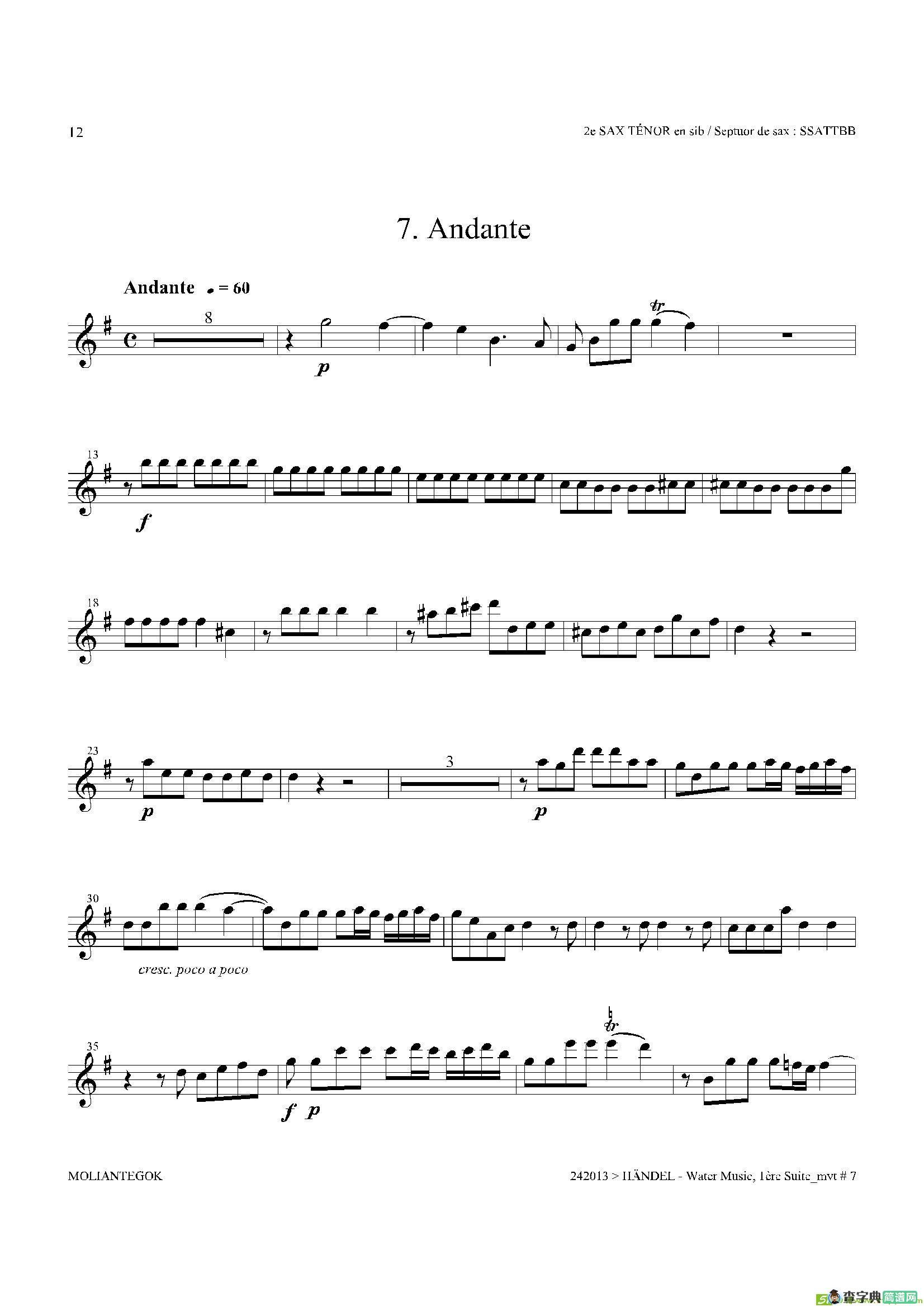 WaterMusic（HWV.348No.1）（第二次中音萨克斯）萨克斯谱