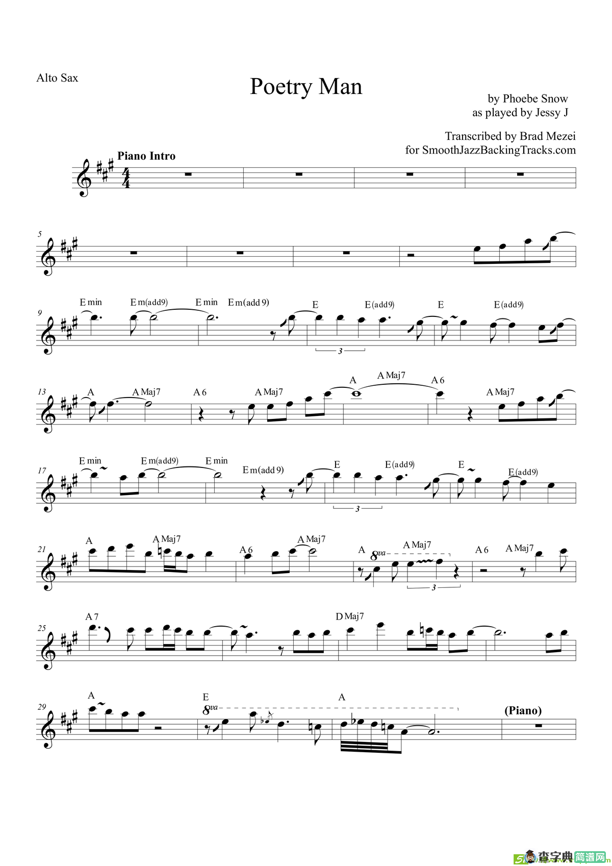 PoetryMan（中音萨克斯）萨克斯谱