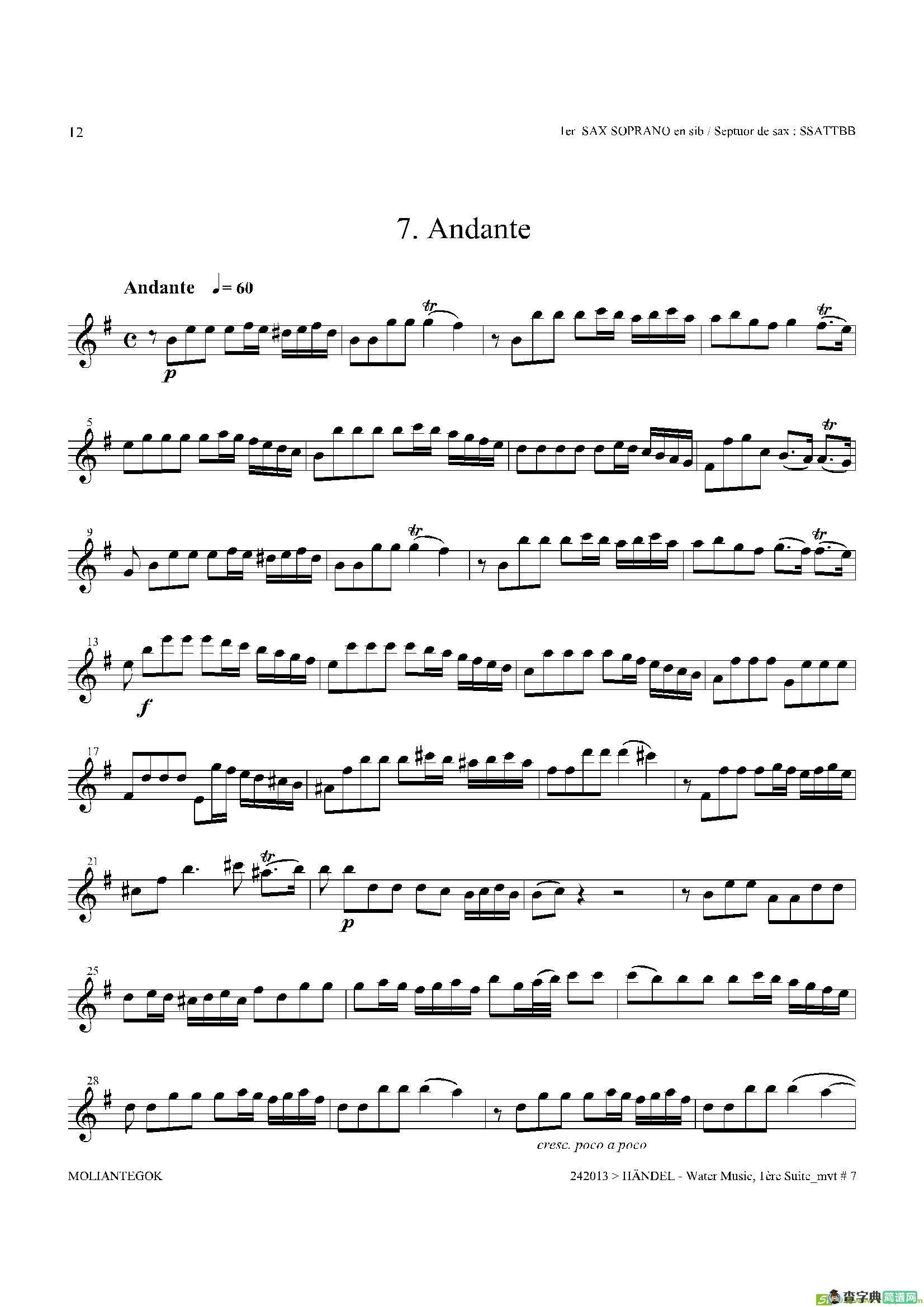 WaterMusic（HWV.348No.1）（第一高音萨克斯）萨克斯谱