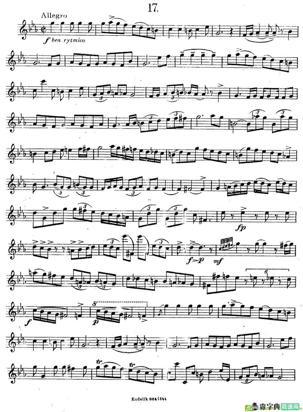 奇特克-萨克斯练习曲之17萨克斯谱