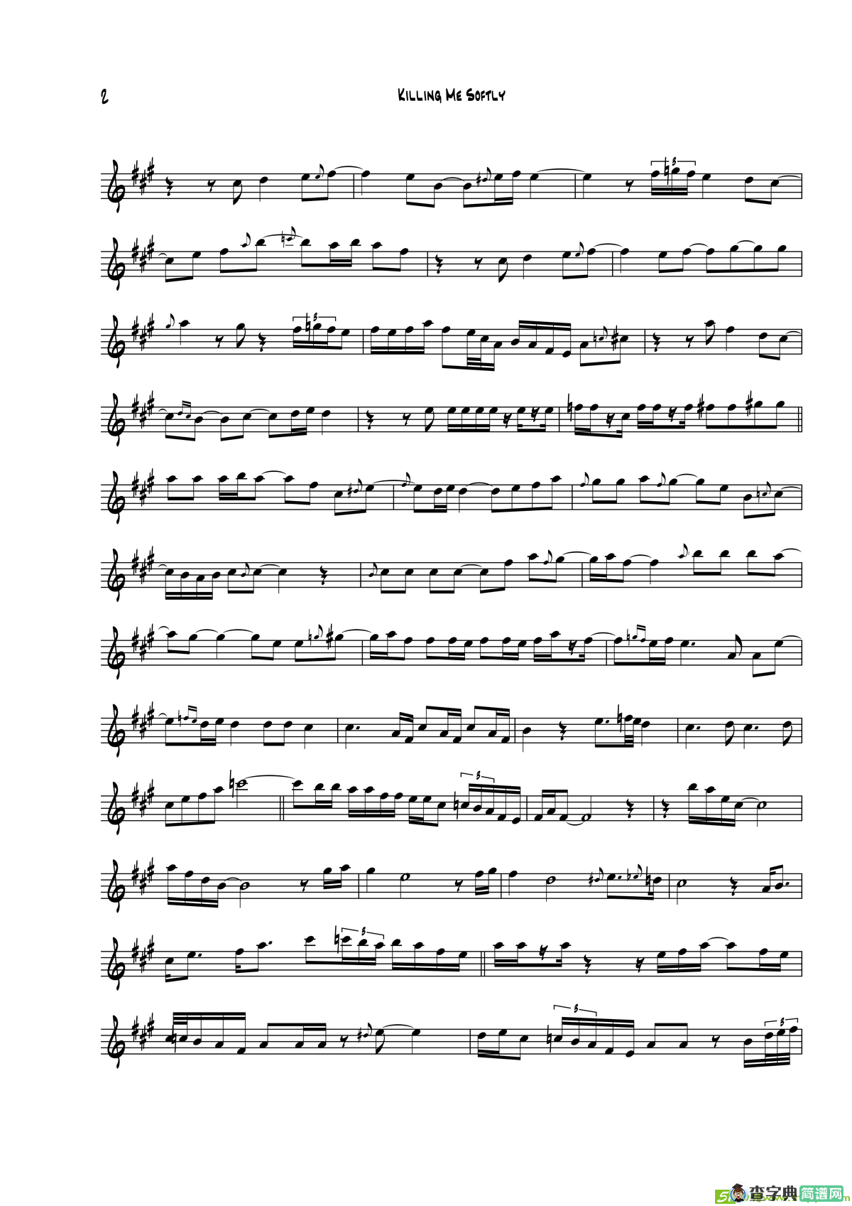 KillingMeSoftly（高音萨克斯）萨克斯谱