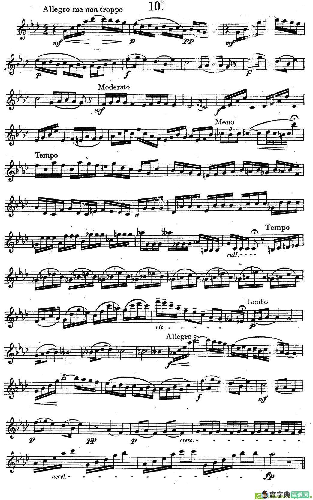 奇特克-萨克斯练习曲之10萨克斯谱