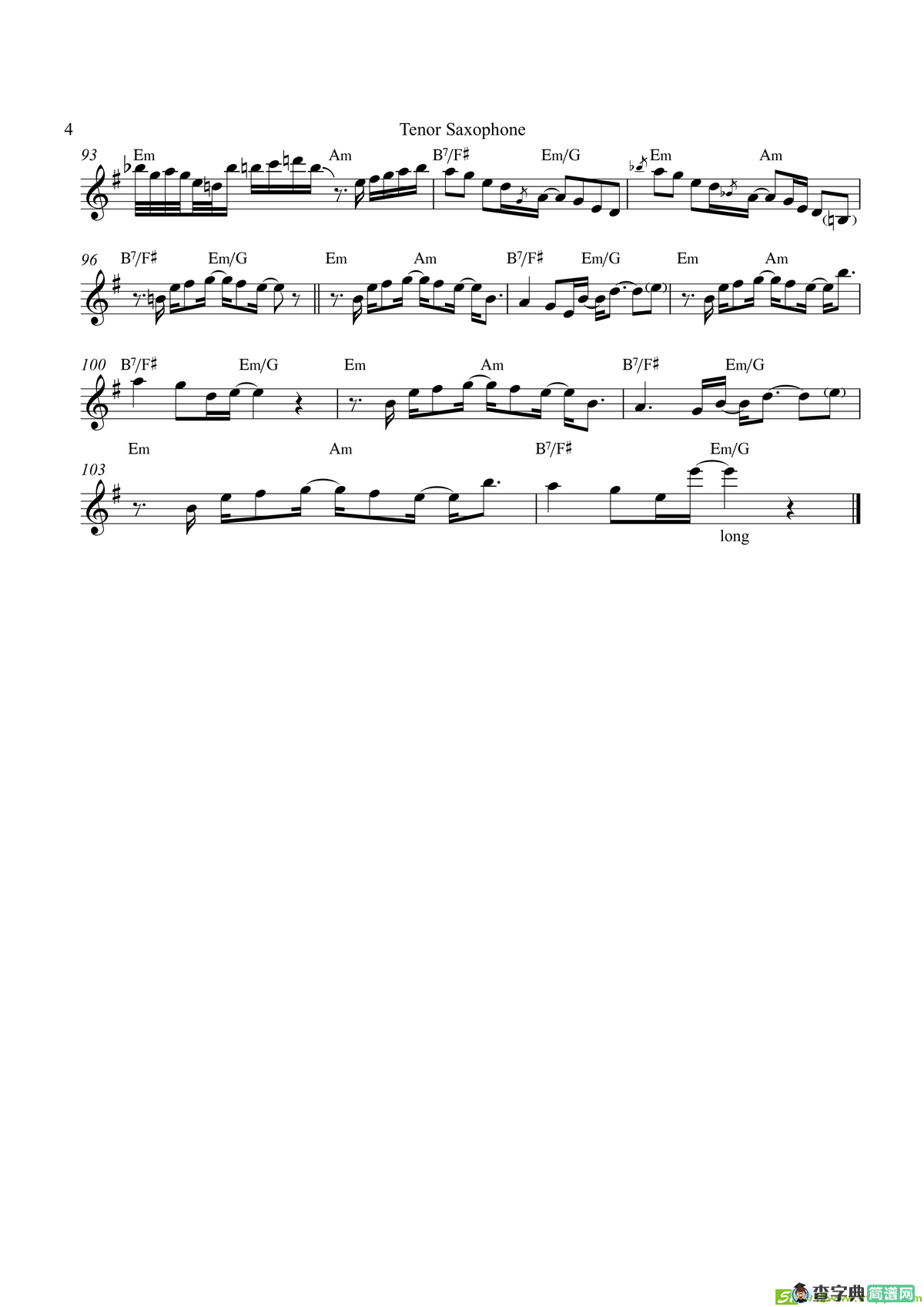 TequilaMoon（次中音萨克斯）萨克斯谱