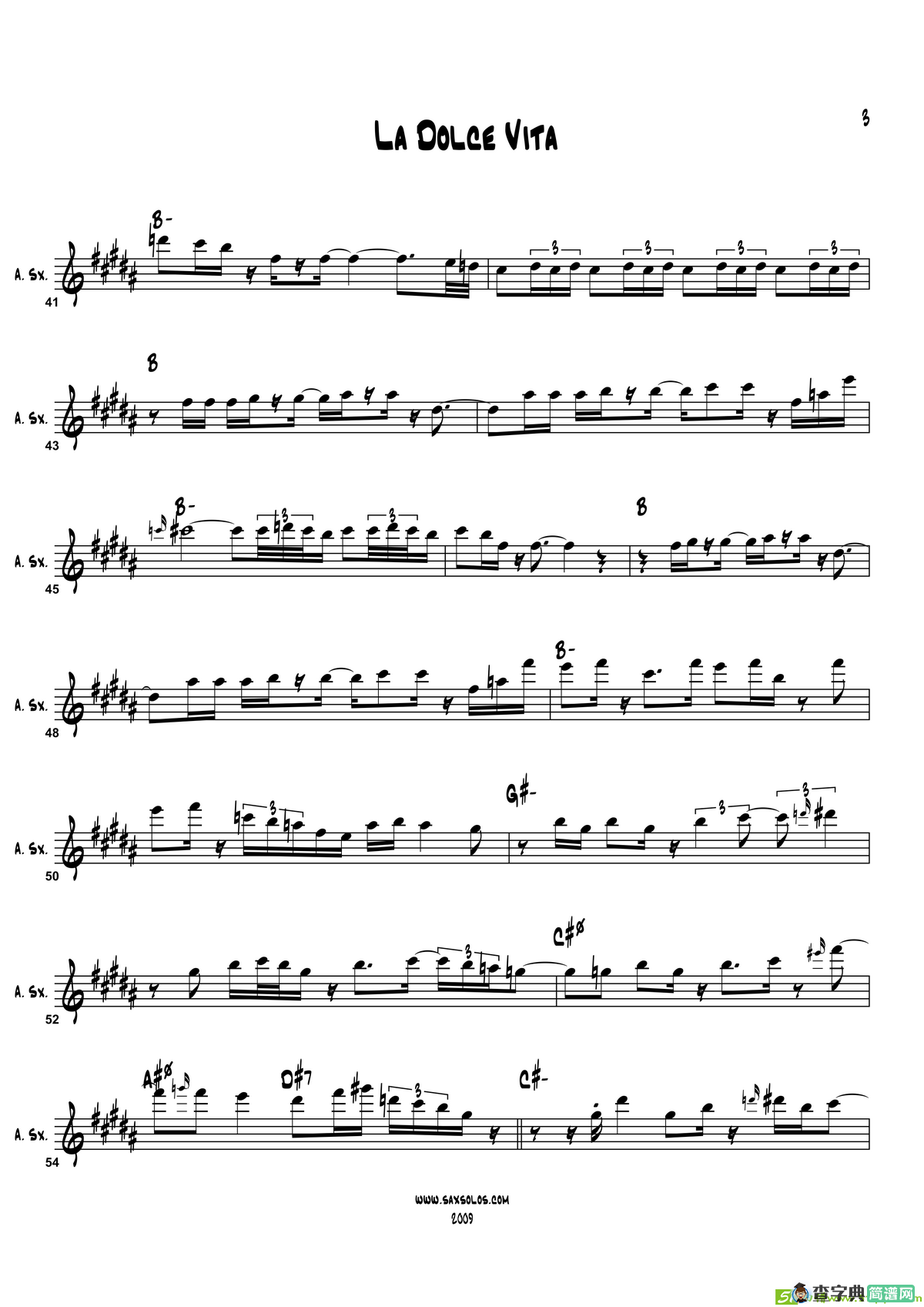 LaDolceVita（中音萨克斯）萨克斯谱