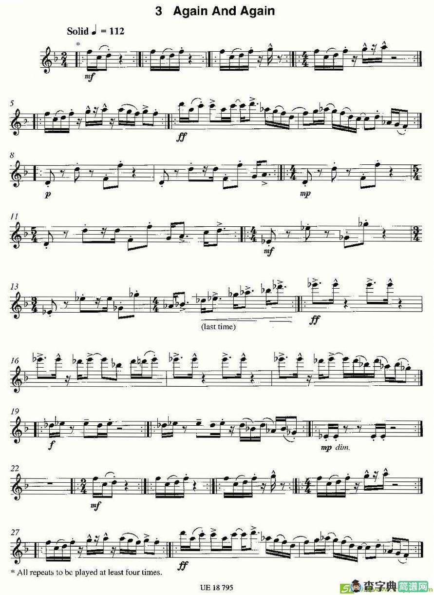 Again And Again萨克斯谱(James作曲)