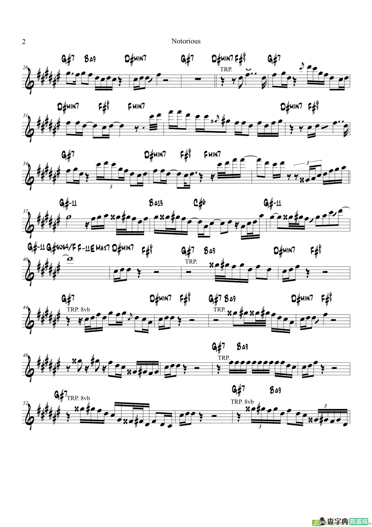 Notorious（次中音萨克斯）萨克斯谱