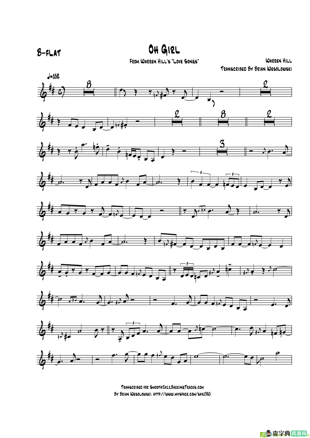 OhGir（次中音萨克斯）萨克斯谱