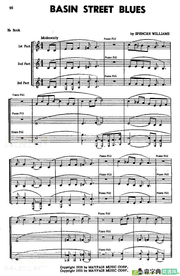 BASIN STREET BLUES 萨克斯谱