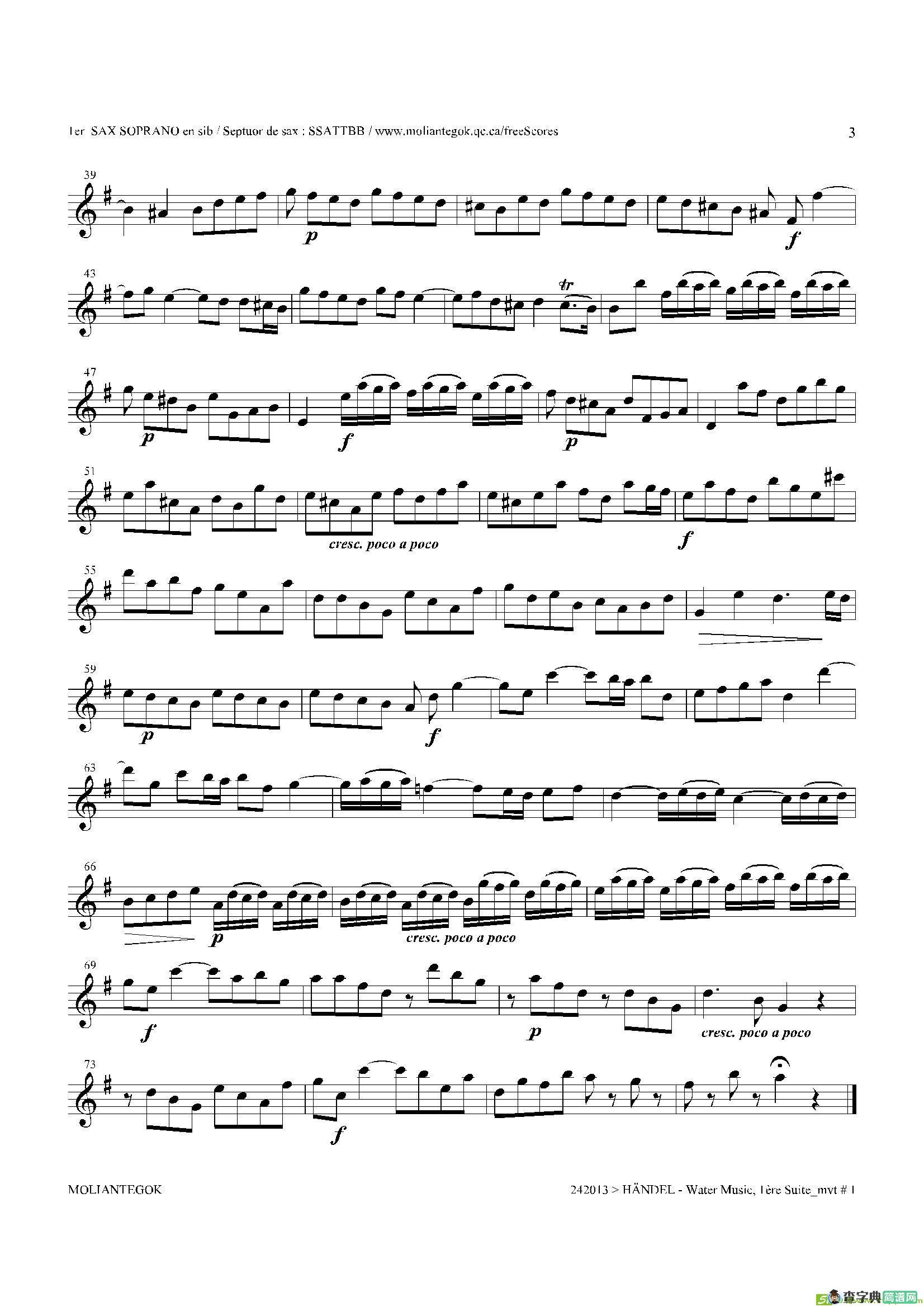 WaterMusic（HWV.348No.1）（第一高音萨克斯）萨克斯谱