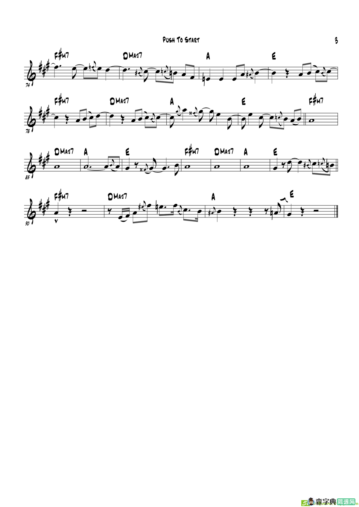 PushToStart（EbPart）萨克斯谱