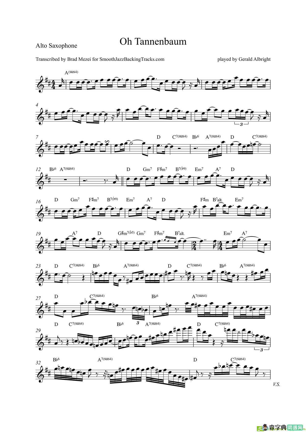 OhTannenbaum（中音萨克斯）萨克斯谱