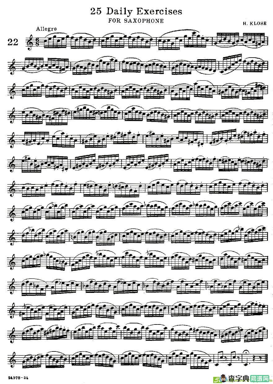 25 Daily Exercises 之22萨克斯谱(H·klose作曲)
