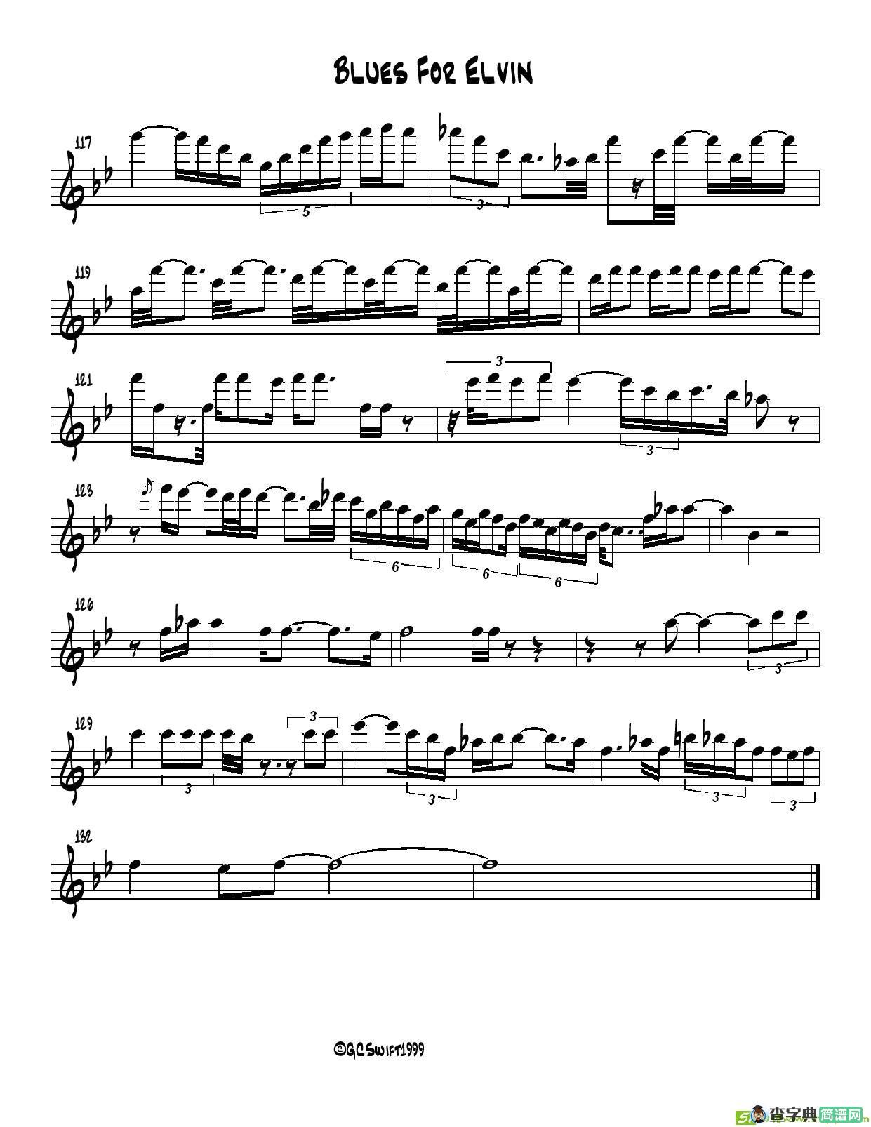 BLUES FOR ELVIN萨克斯谱