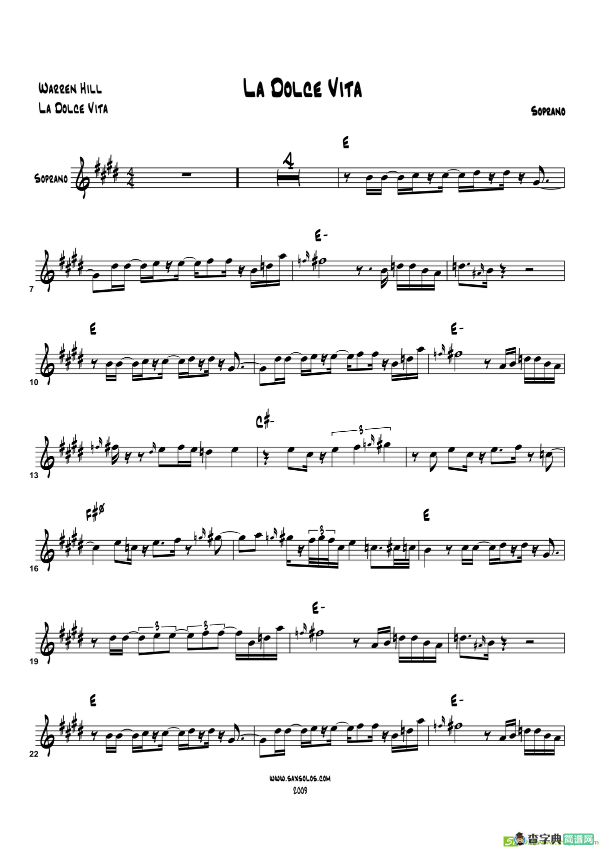 LaDolceVita（高音萨克斯）萨克斯谱