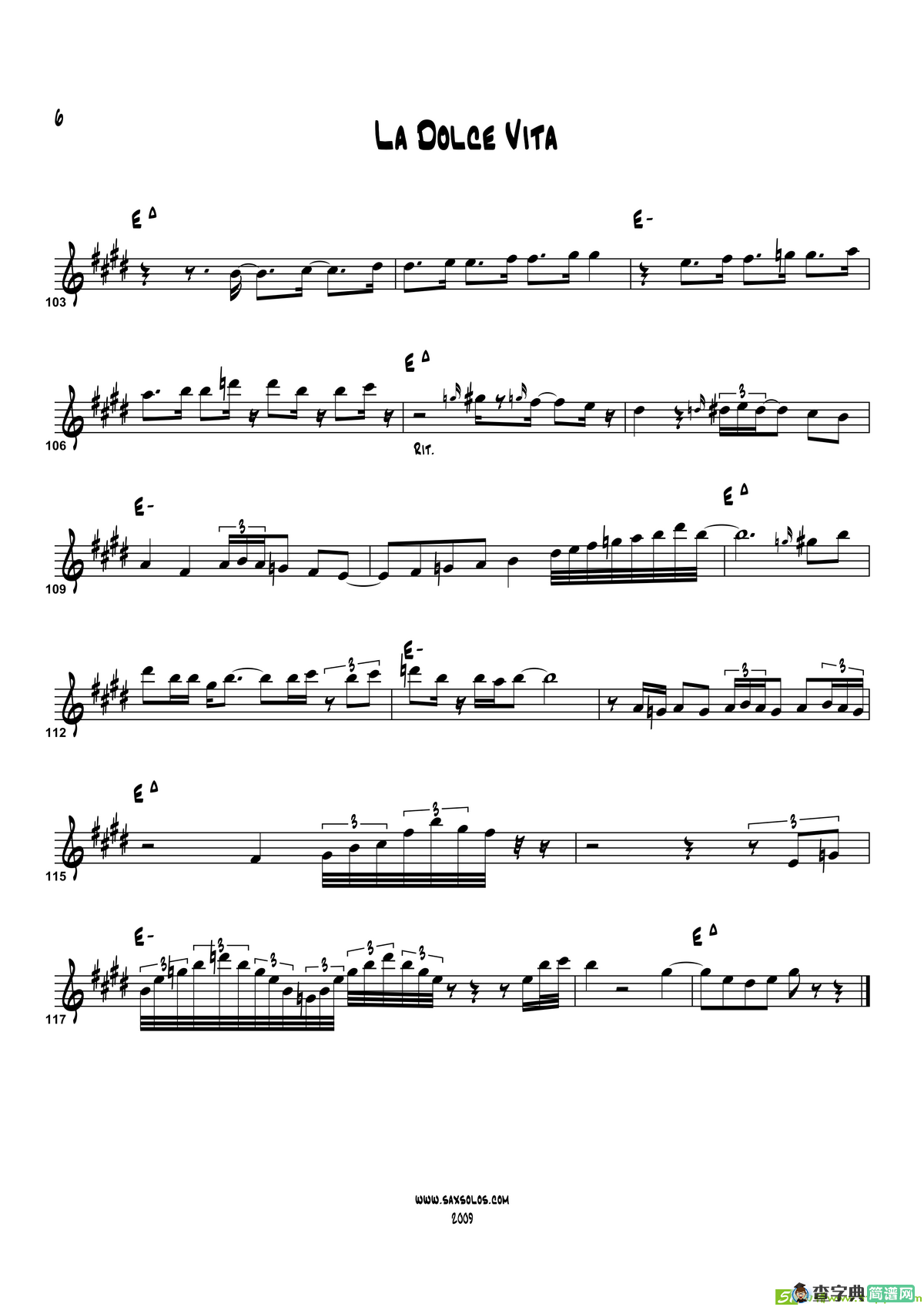 LaDolceVita（高音萨克斯）萨克斯谱