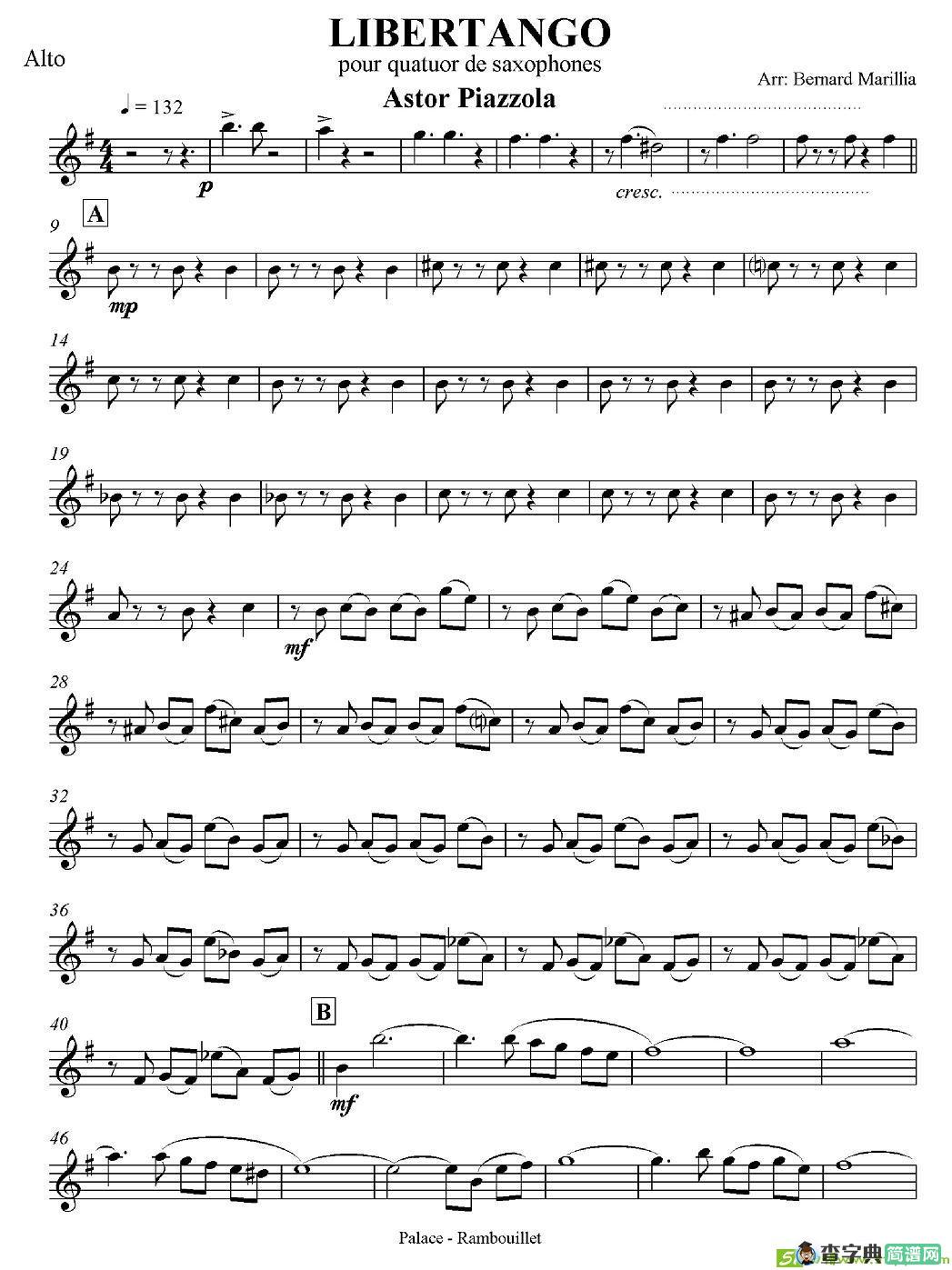 LIBERTANGO萨克斯谱(皮耶左拉作曲)