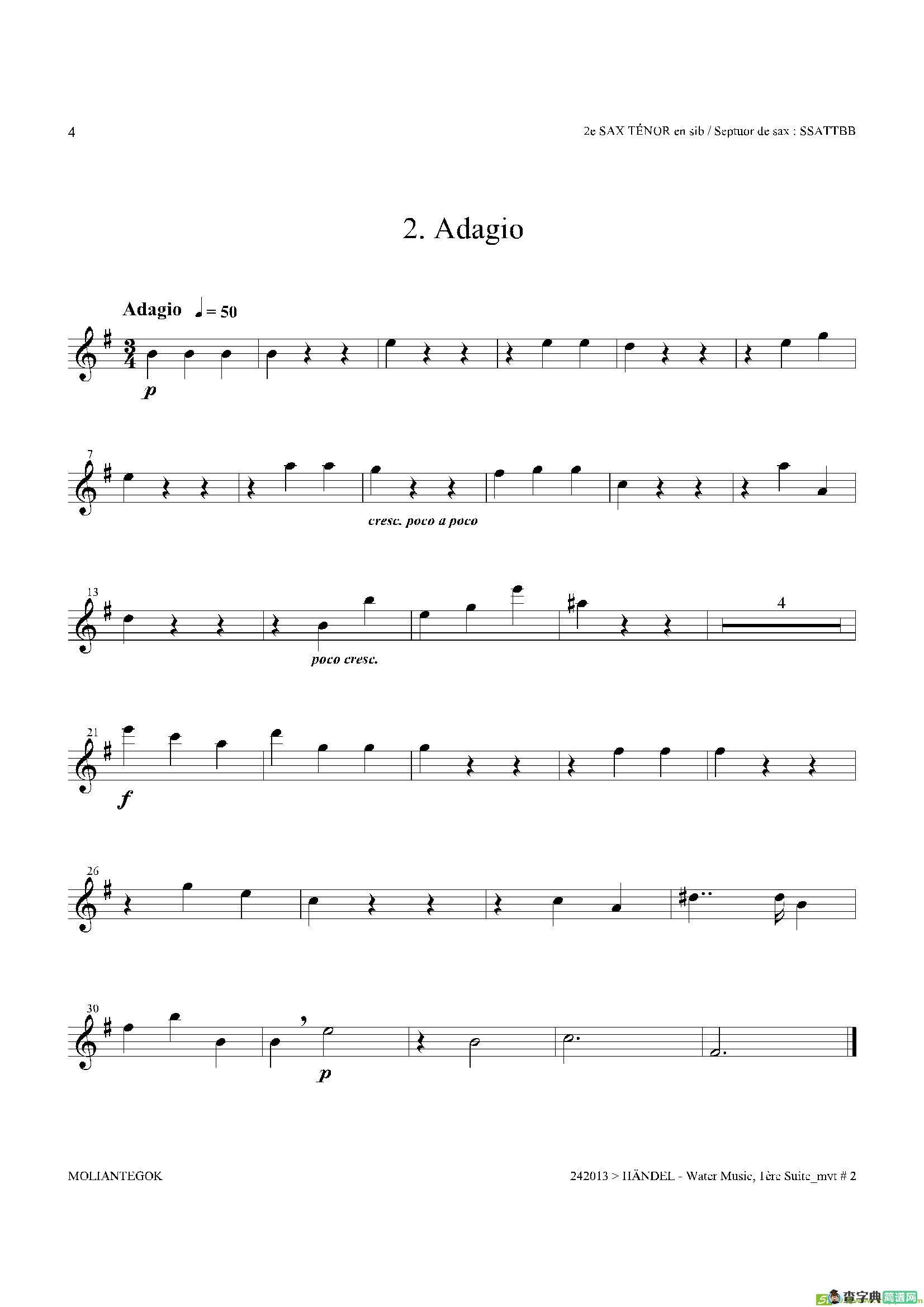 WaterMusic（HWV.348No.1）（第二次中音萨克斯）萨克斯谱