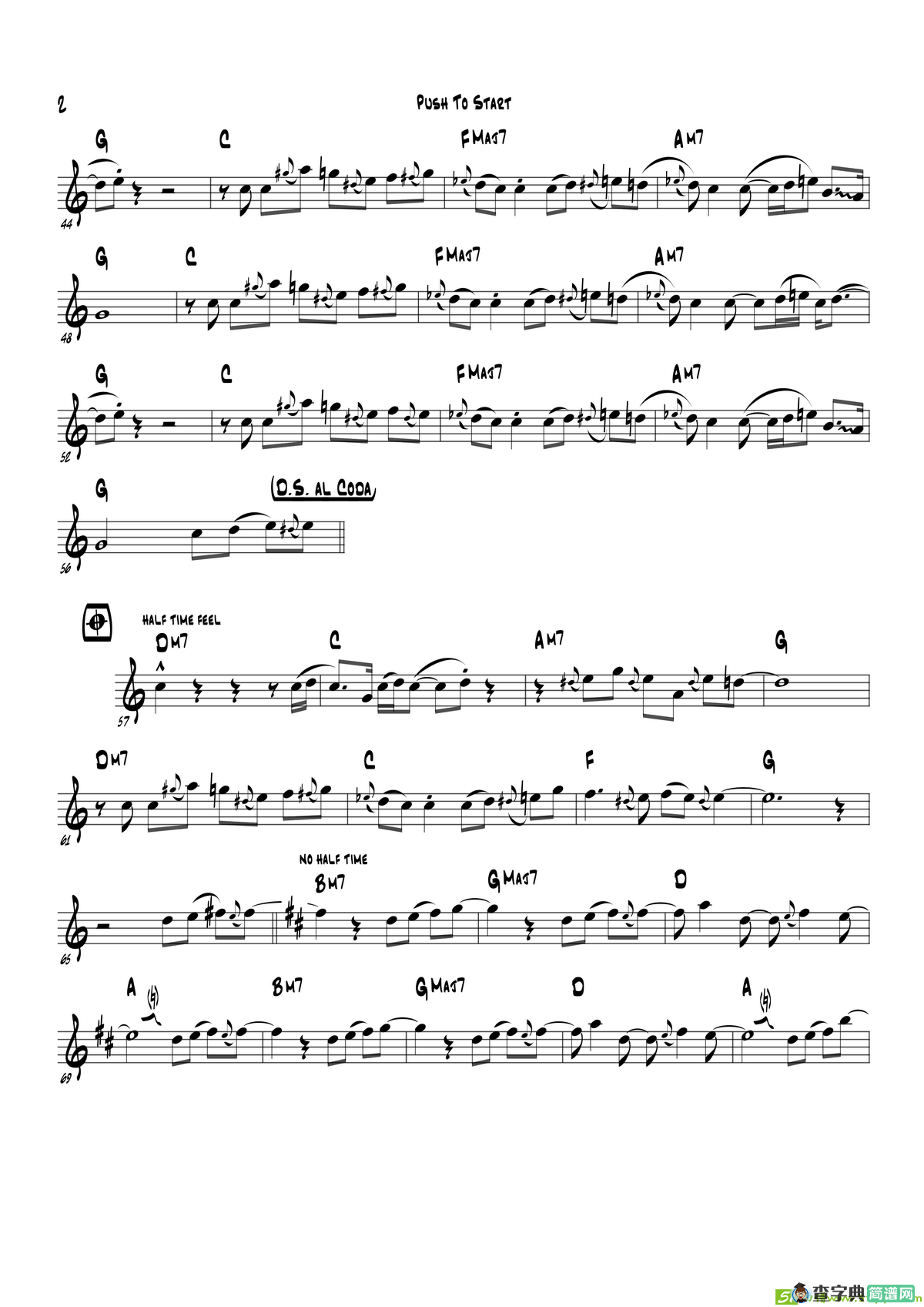 PushToStart（BbPart）萨克斯谱
