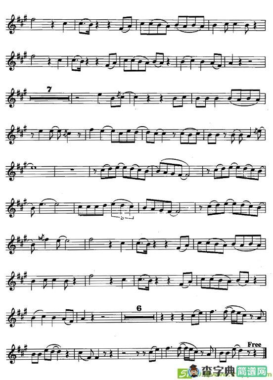 天堂温馨的一天萨克斯曲谱(费尔克林斯演唱)