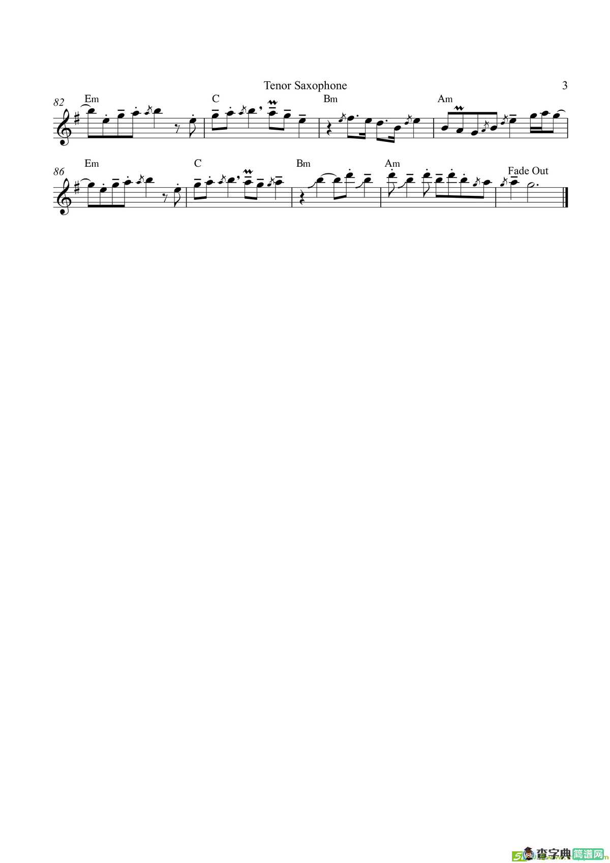 TellMeAboutIt（次中音萨克斯）萨克斯谱