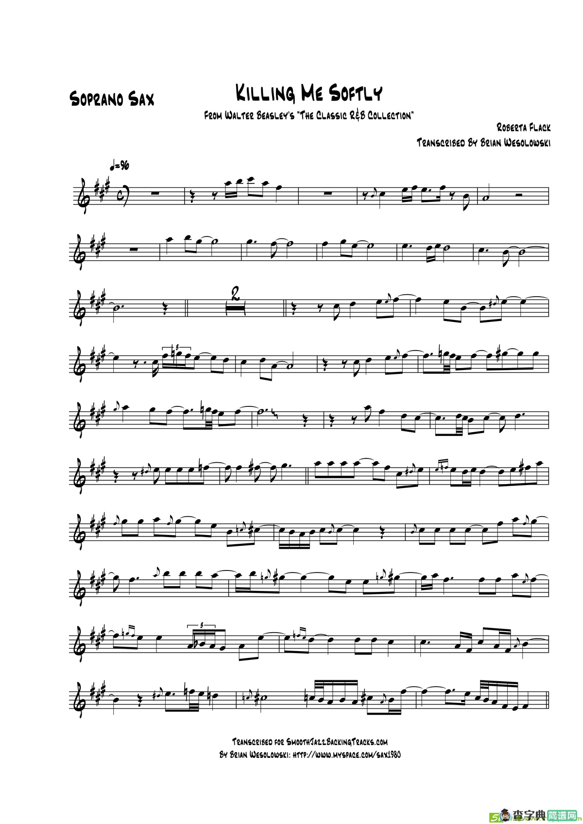 KillingMeSoftly（高音萨克斯）萨克斯谱