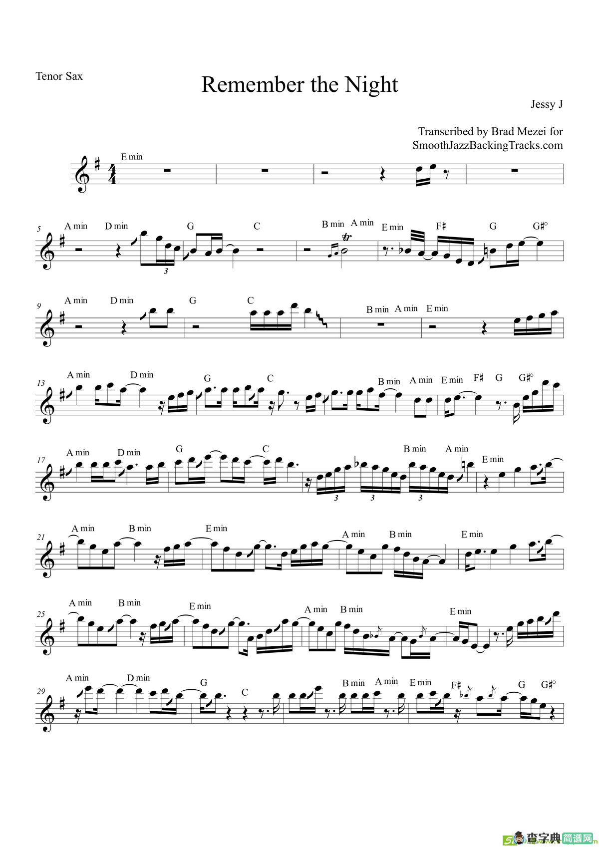 RememberTheNight（次中音萨克斯）萨克斯谱