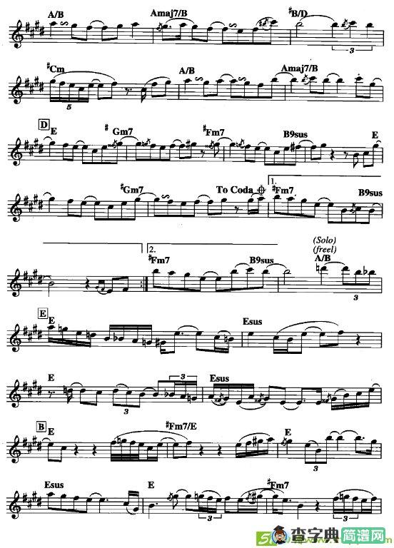 快乐的生活萨克斯曲谱(肯尼-G作曲)