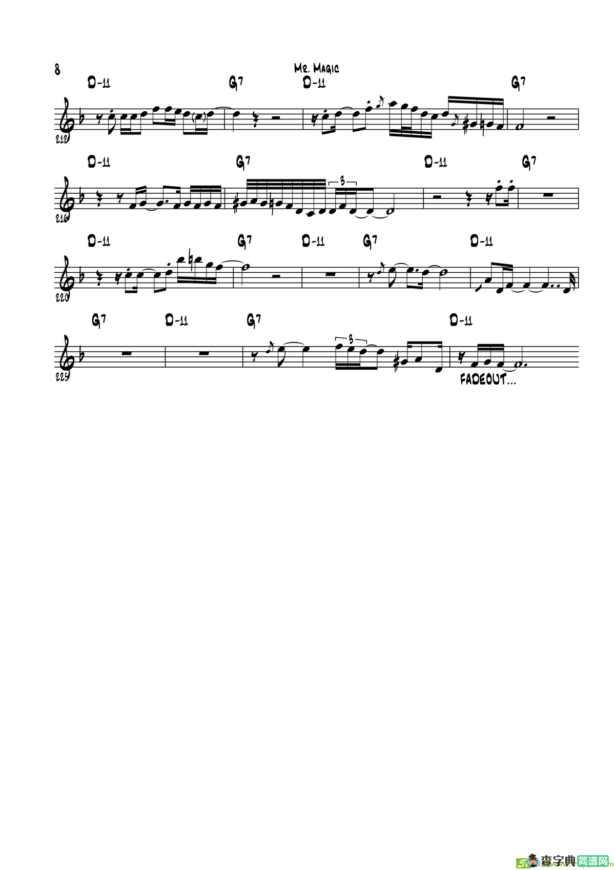 MrMagic（次中音萨克斯）萨克斯谱