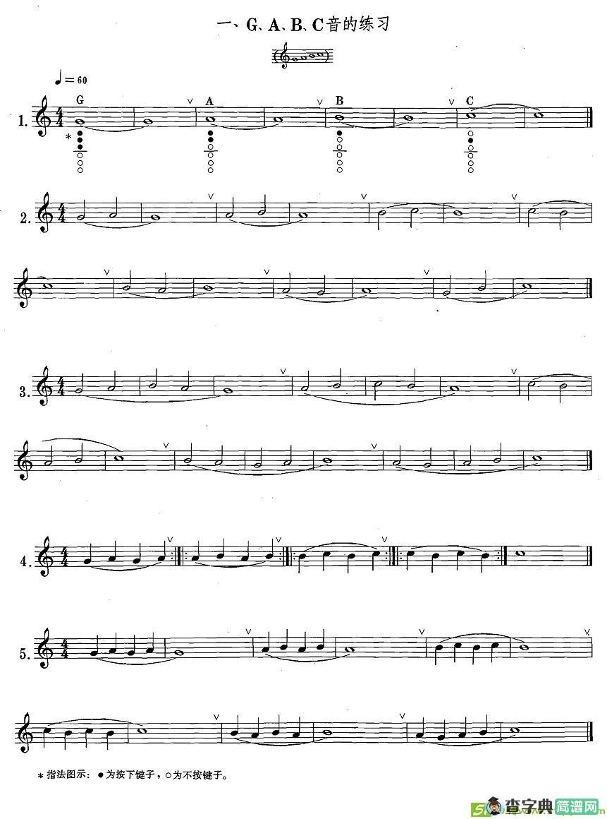 萨克斯练习曲合集G、A、B、C音的练习萨克斯谱
