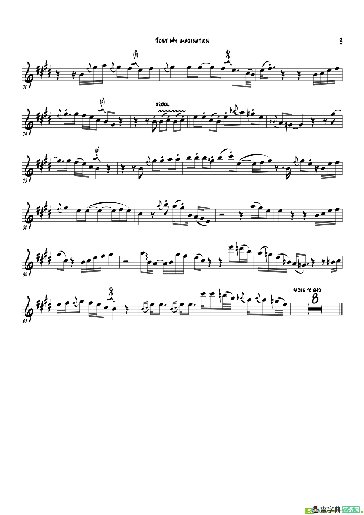 JustMyImagination（次中音萨克斯）萨克斯谱