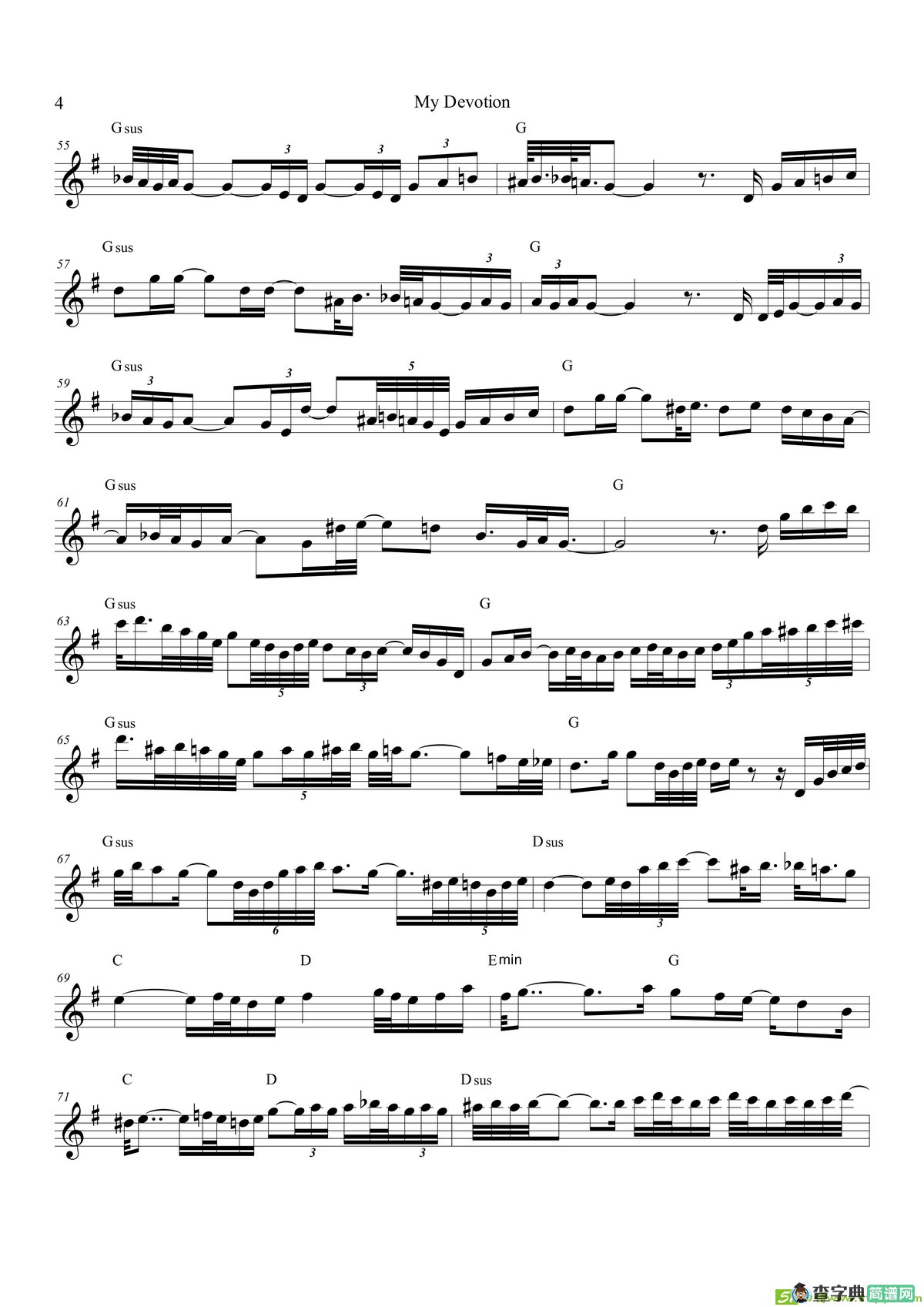 MyDevotion（次中音萨克斯）萨克斯谱
