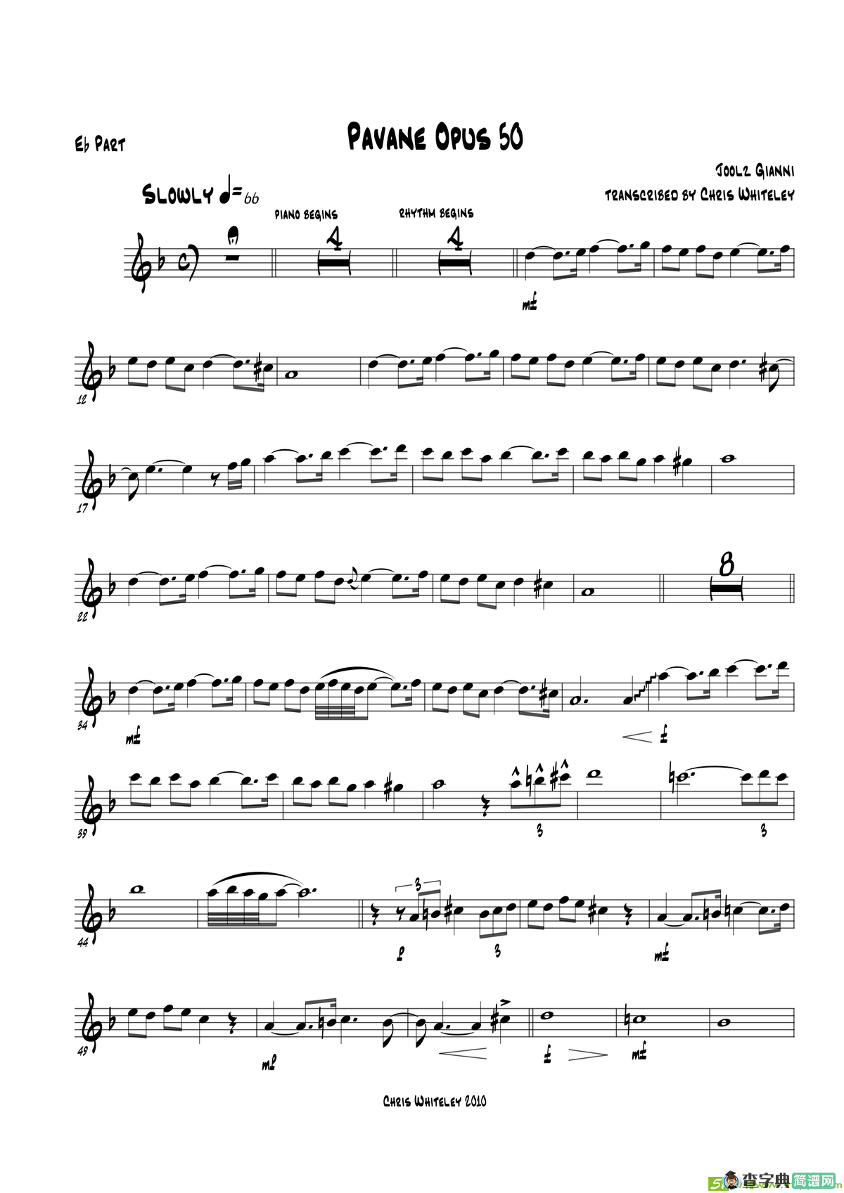 PavaneOpus50（bEPart）萨克斯谱