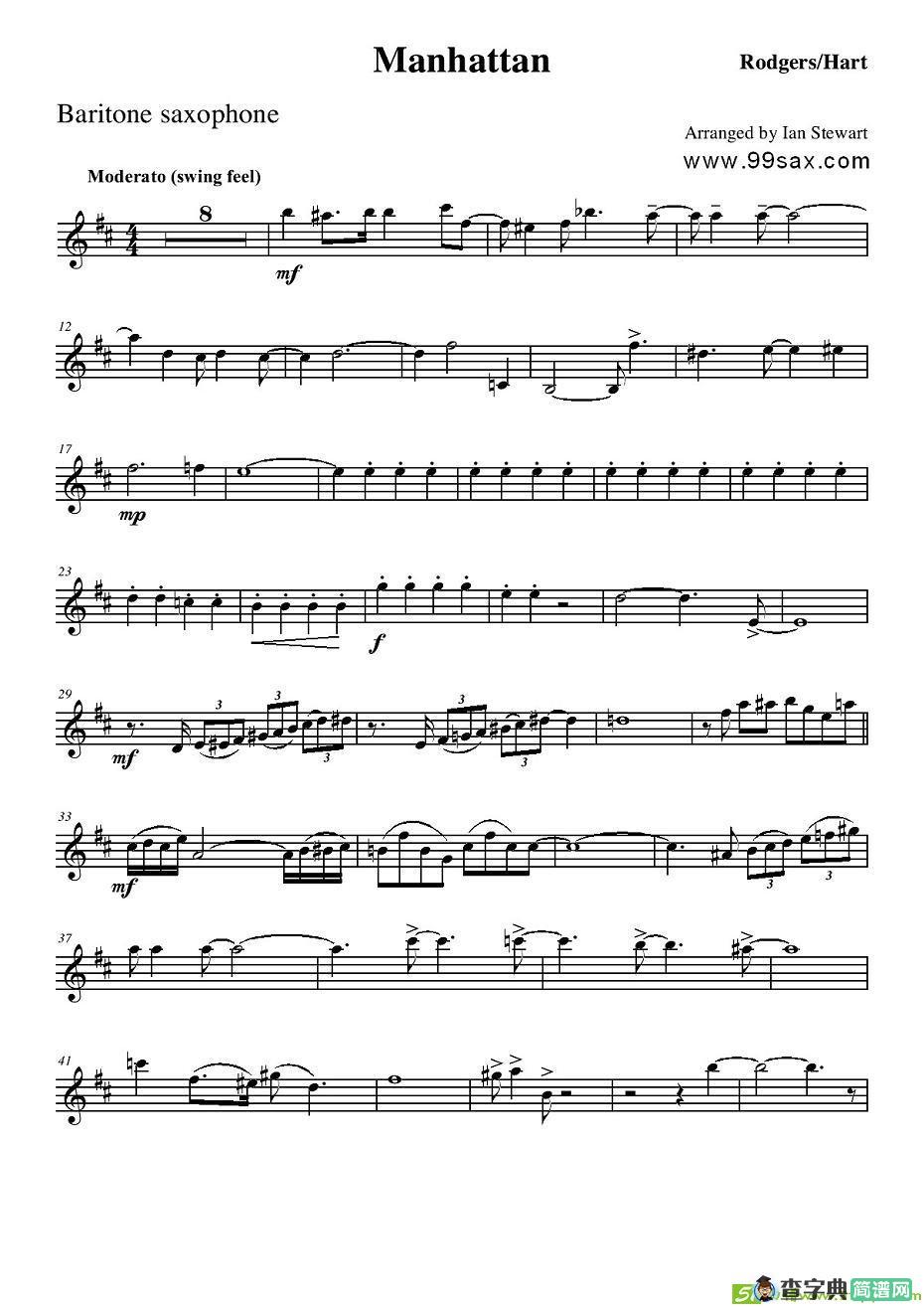 Manhattan Baritone Sax萨克斯谱