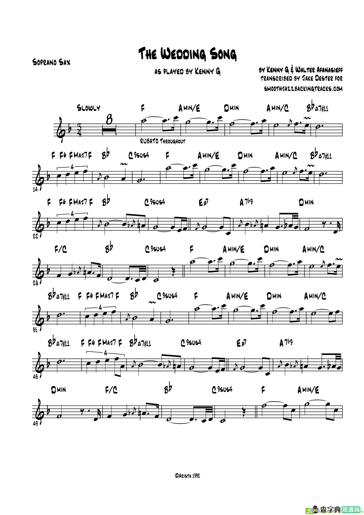 TheWeddingSong（高音萨克斯）萨克斯谱